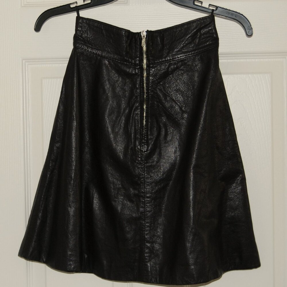 NEW Vintage 70s A-Line Genuine Leather Mini Skirt with Lining, XS/S (24" Waist)